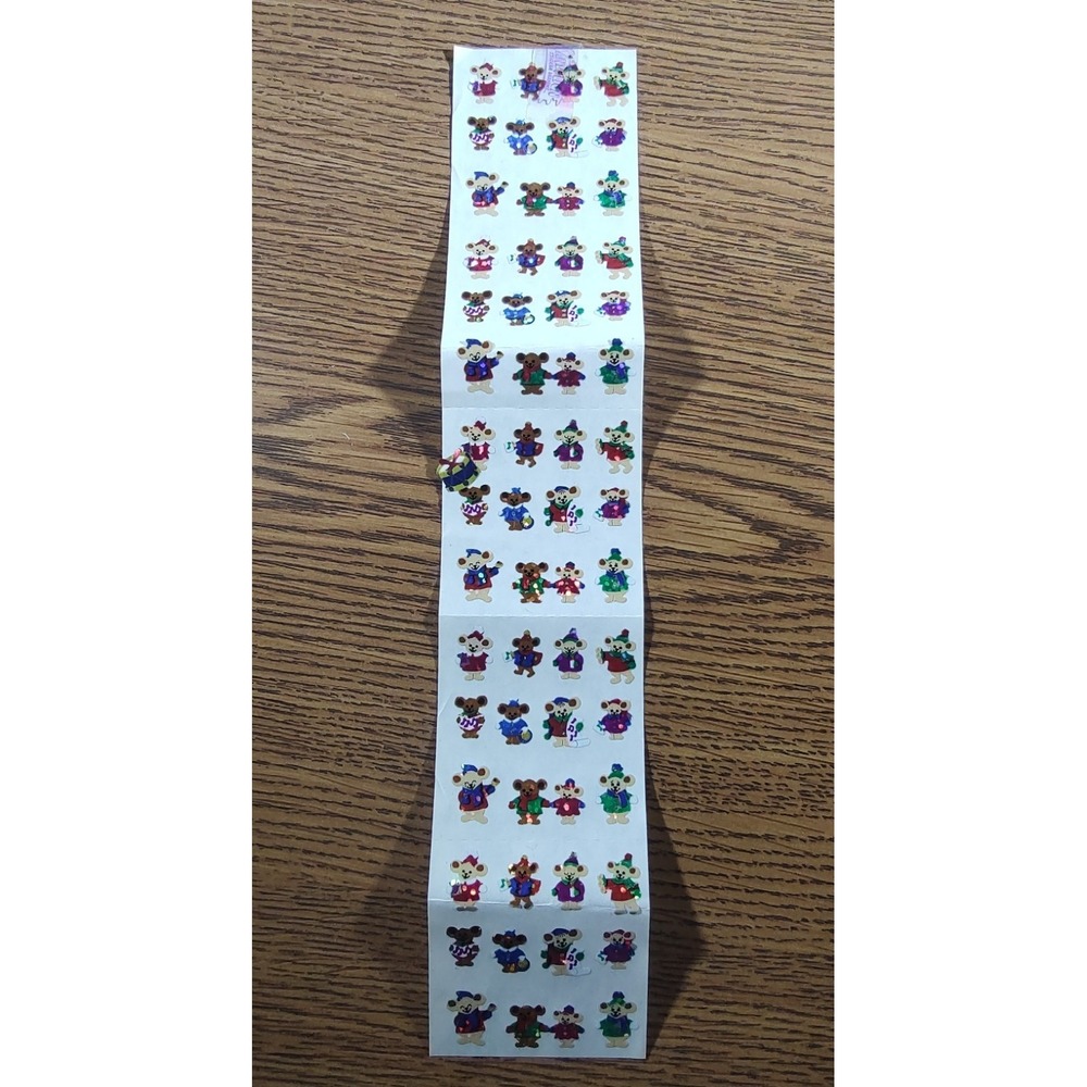 Vintage 1980s Sandylion Prismatic Mini Holiday Mice Mouse Stickers S286